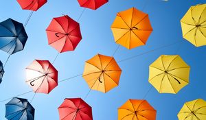 Preview wallpaper umbrellas, umbrella, colorful, sky