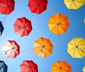 Preview wallpaper umbrellas, umbrella, colorful, sky