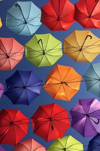 Preview wallpaper umbrellas, umbrella, multicolored, bottom view, decoration