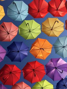 Preview wallpaper umbrellas, umbrella, multicolored, bottom view, decoration