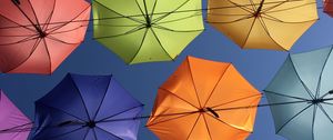 Preview wallpaper umbrellas, umbrella, multicolored, bottom view, decoration