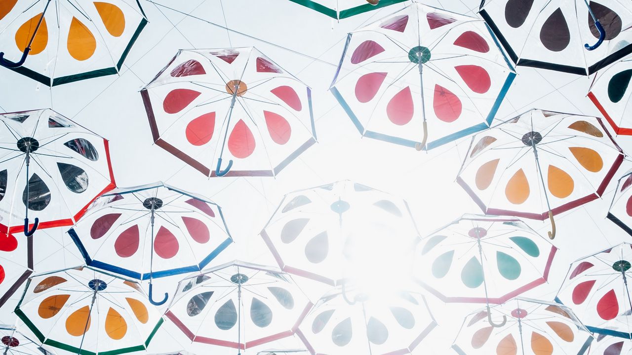 Wallpaper umbrellas, umbrella, sunlight, bottom view