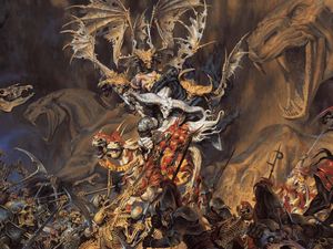 Preview wallpaper undead, demon, skeletons, soldiers, battle, horses