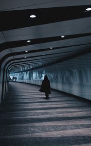 Preview wallpaper underground passage, man, architecture