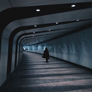 Preview wallpaper underground passage, man, architecture