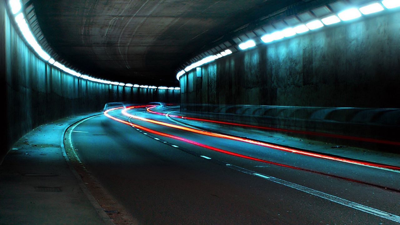 Wallpaper underground, road, turn, light