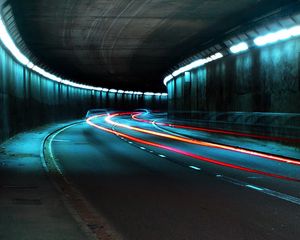 Preview wallpaper underground, road, turn, light