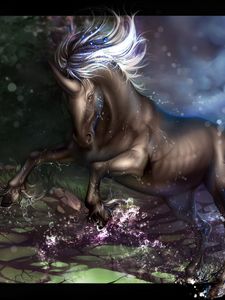 Preview wallpaper unicorn, hoofs, water, splashes