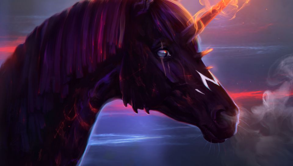 960x544 Wallpaper unicorn, horse, art, fire