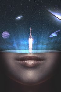 Preview wallpaper universe, space, face, rocket