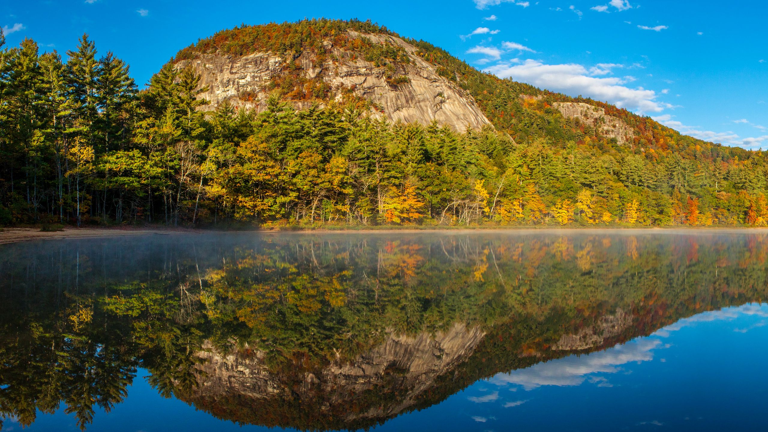 Download Wallpaper 2560x1440 Usa, Echo Lake, New Hampshire, Lake 