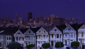 Preview wallpaper usa, san francisco, night, blue, sky, moon