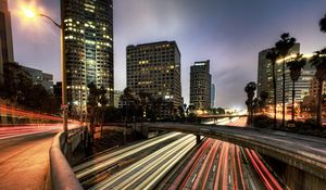 Preview wallpaper usa, skyscrapers, traffic, bridge