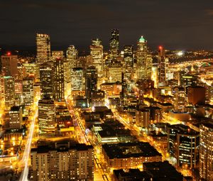 Preview wallpaper usa, washington, seattle, night city, skyscrapers, buildings, lights