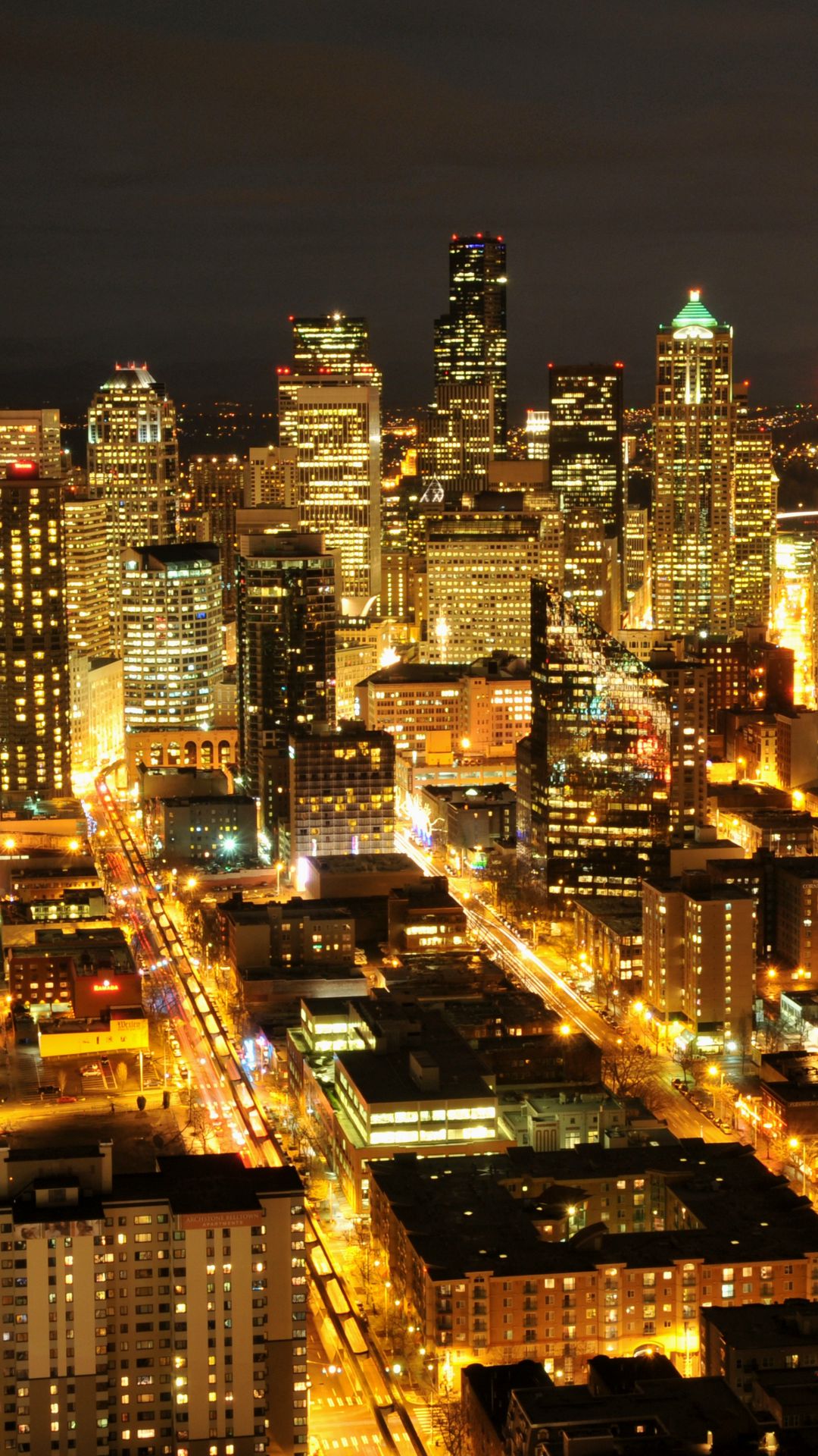 Download wallpaper 1080x1920 usa, washington, seattle, night city ...