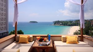 Preview wallpaper vacation, summer, warm, kind, sea, island, beach, sofas, table, fruit, drinks