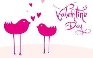 Preview wallpaper valentines day, inscription, birdies, hearts, love, white background