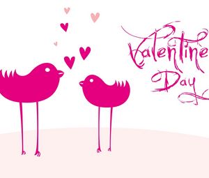 Preview wallpaper valentines day, inscription, birdies, hearts, love, white background