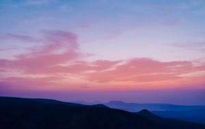 Preview wallpaper valley, clouds, sunset, distance, sky