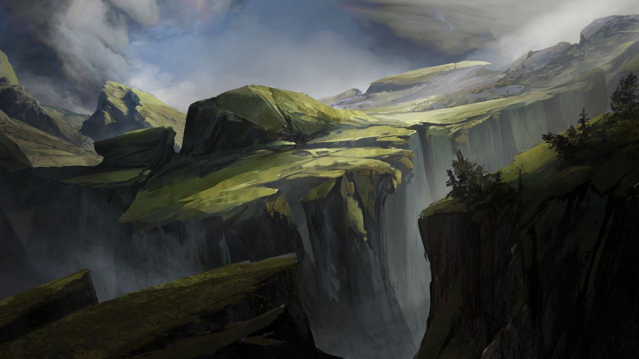 Wallpaper valley, fantasy, rocks, cliff, art