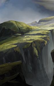 Preview wallpaper valley, fantasy, rocks, cliff, art