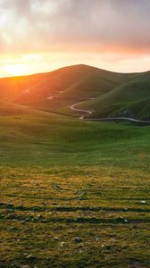 Preview wallpaper valley, grass, sunset, path