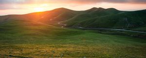 Preview wallpaper valley, grass, sunset, path