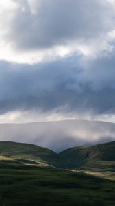 Preview wallpaper valley, hills, clouds, landscape