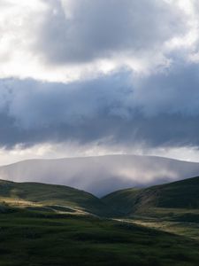 Preview wallpaper valley, hills, clouds, landscape