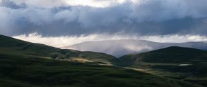 Preview wallpaper valley, hills, clouds, landscape