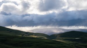 Preview wallpaper valley, hills, clouds, landscape