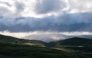 Preview wallpaper valley, hills, clouds, landscape