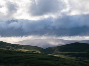 Preview wallpaper valley, hills, clouds, landscape