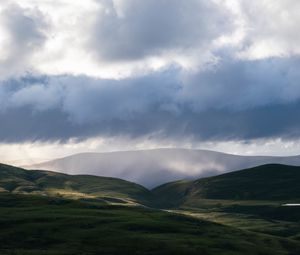 Preview wallpaper valley, hills, clouds, landscape