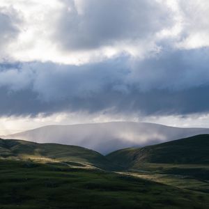 Preview wallpaper valley, hills, clouds, landscape