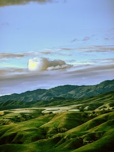 Preview wallpaper valley, hills, mountains, grass, green