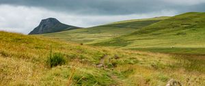 Preview wallpaper valley, hills, path, grass, flowers, nature