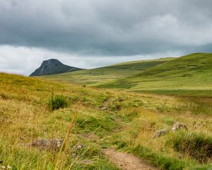Preview wallpaper valley, hills, path, grass, flowers, nature