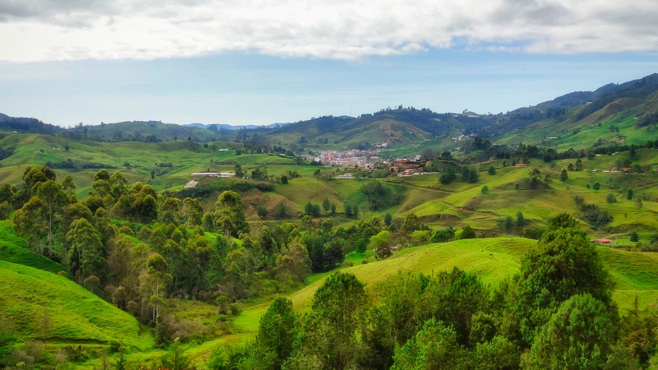 Wallpaper valley, hills, trees, landscape, nature