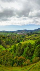 Preview wallpaper valley, hills, trees, landscape, nature