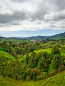 Preview wallpaper valley, hills, trees, landscape, nature