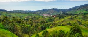 Preview wallpaper valley, hills, trees, landscape, nature