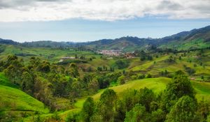 Preview wallpaper valley, hills, trees, landscape, nature