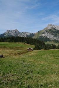 Preview wallpaper valley, house, mountains, landscape, nature