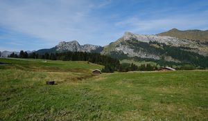 Preview wallpaper valley, house, mountains, landscape, nature