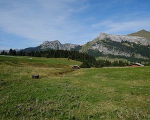 Preview wallpaper valley, house, mountains, landscape, nature