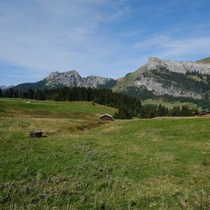 Preview wallpaper valley, house, mountains, landscape, nature