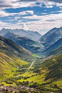 Preview wallpaper valley, houses, mountains, landscape, nature