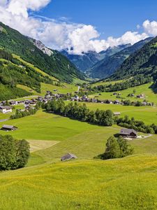 Preview wallpaper valley, houses, village, mountains