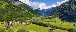 Preview wallpaper valley, houses, village, mountains